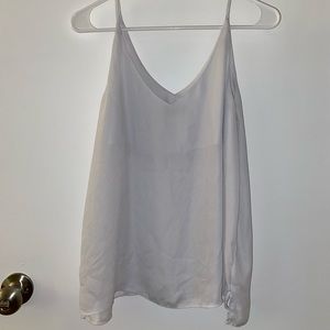 White flowy silk tank top